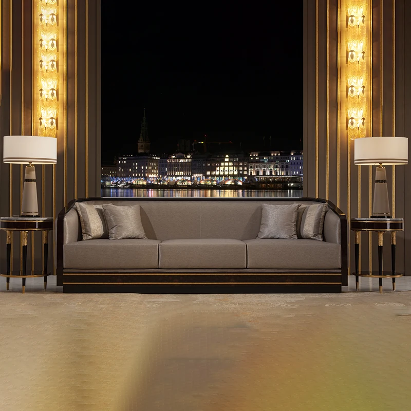 !@RIKKASI Home Villa Furniture European Classic Sofa Set Modular 3+2+1 Seats Living Room Fabric Tufted Sofa Set
