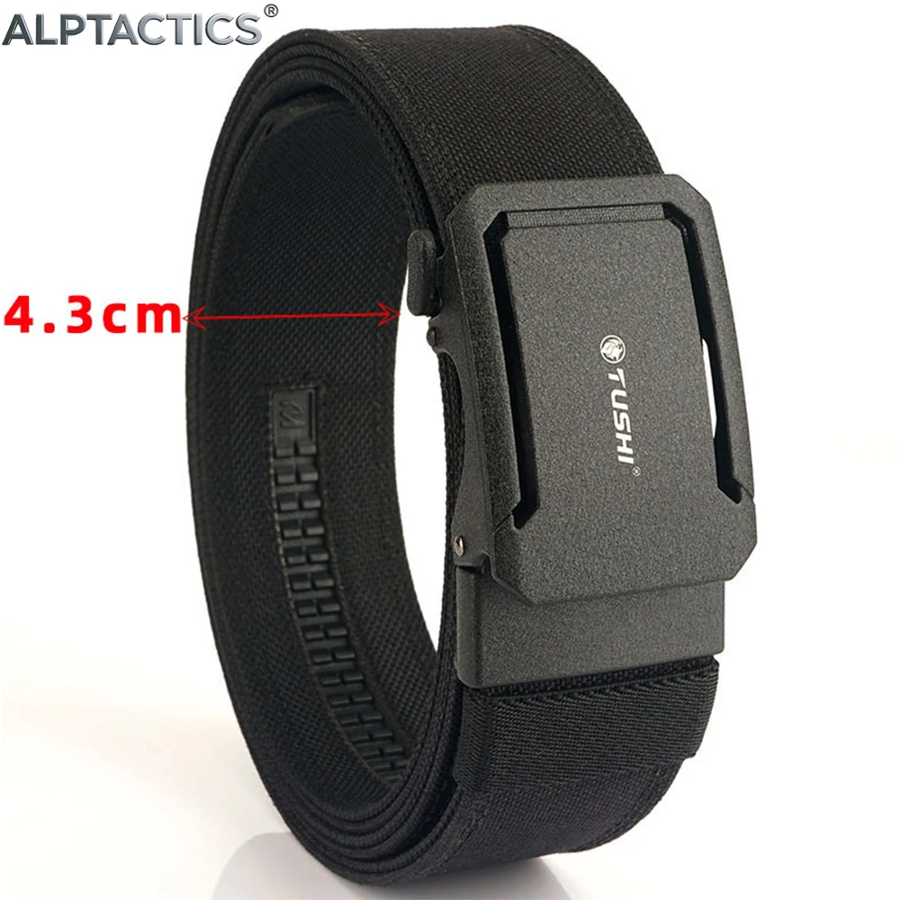 Marca TUSHI, cinturón de pistola colgante rápido de entrenamiento con hebilla automática reforzada de doble capa de 4,3 CM de ancho, nailon para hombre, ocio al aire libre