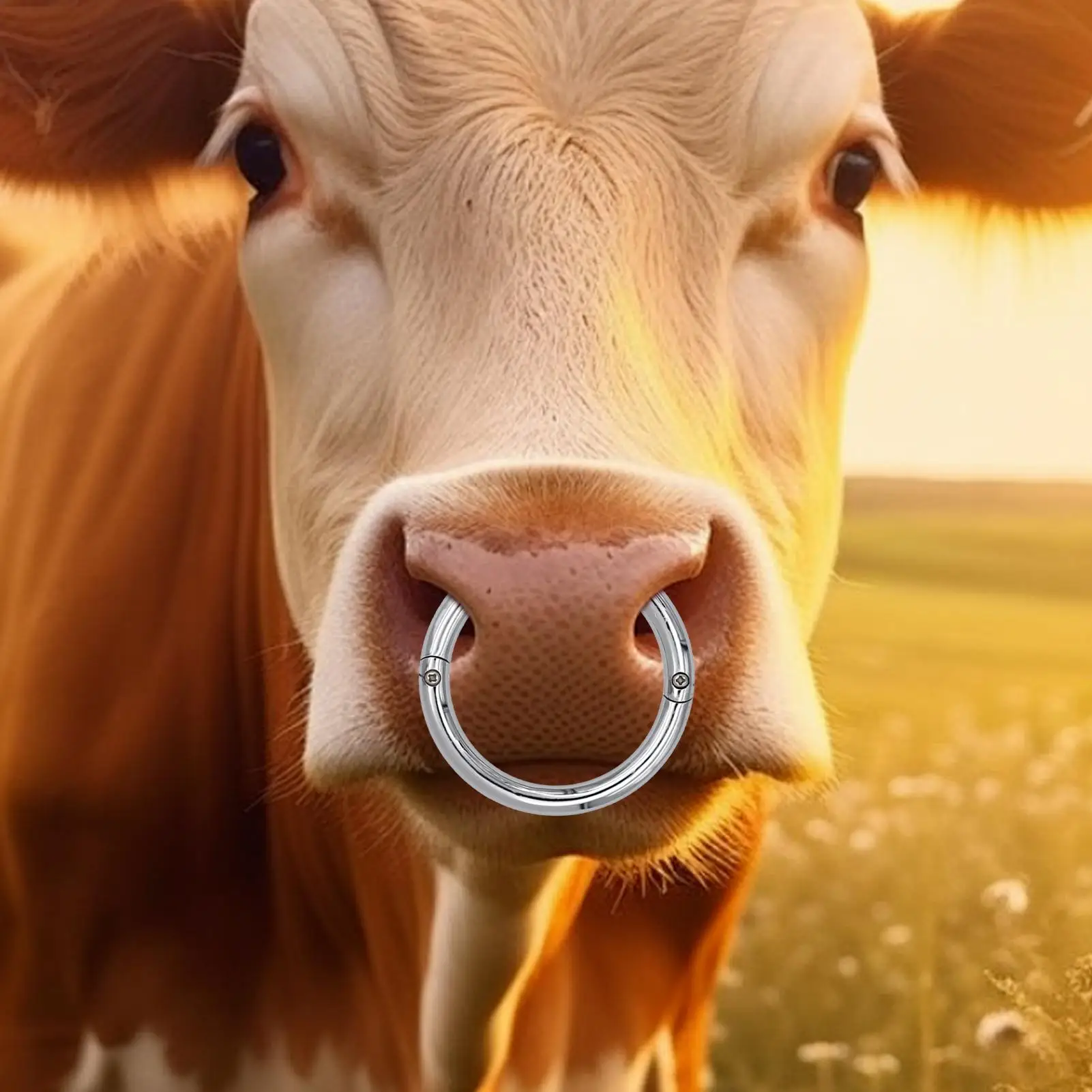 

Bull Nose Ring Stainless Steel Sturdy Silver Septum Ring For Bull Control Multifunctional Cattle Veterinary Instruments