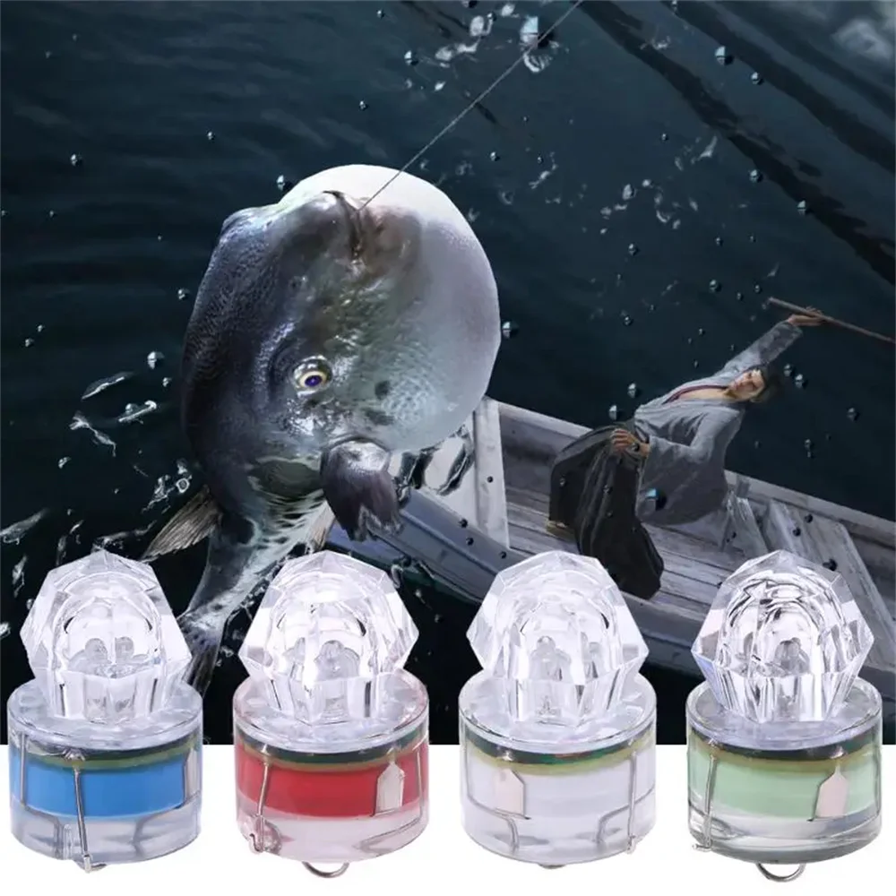 

4Pcs/Set Fishing Bait LED Light Mini Underwater Lure Light Flash Fishing Bait Lamp Diamond Shape Deep Drop Lure Attracting Fish