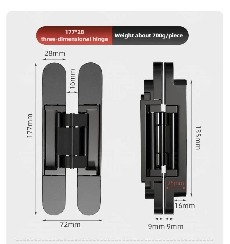 40/80 kg 2 Stück/Set Scharniertürbeschläge für Möbel, verdeckte Holztür, Falttür, verstellbare verdeckte Form, Tragfähigkeit – Detail 13