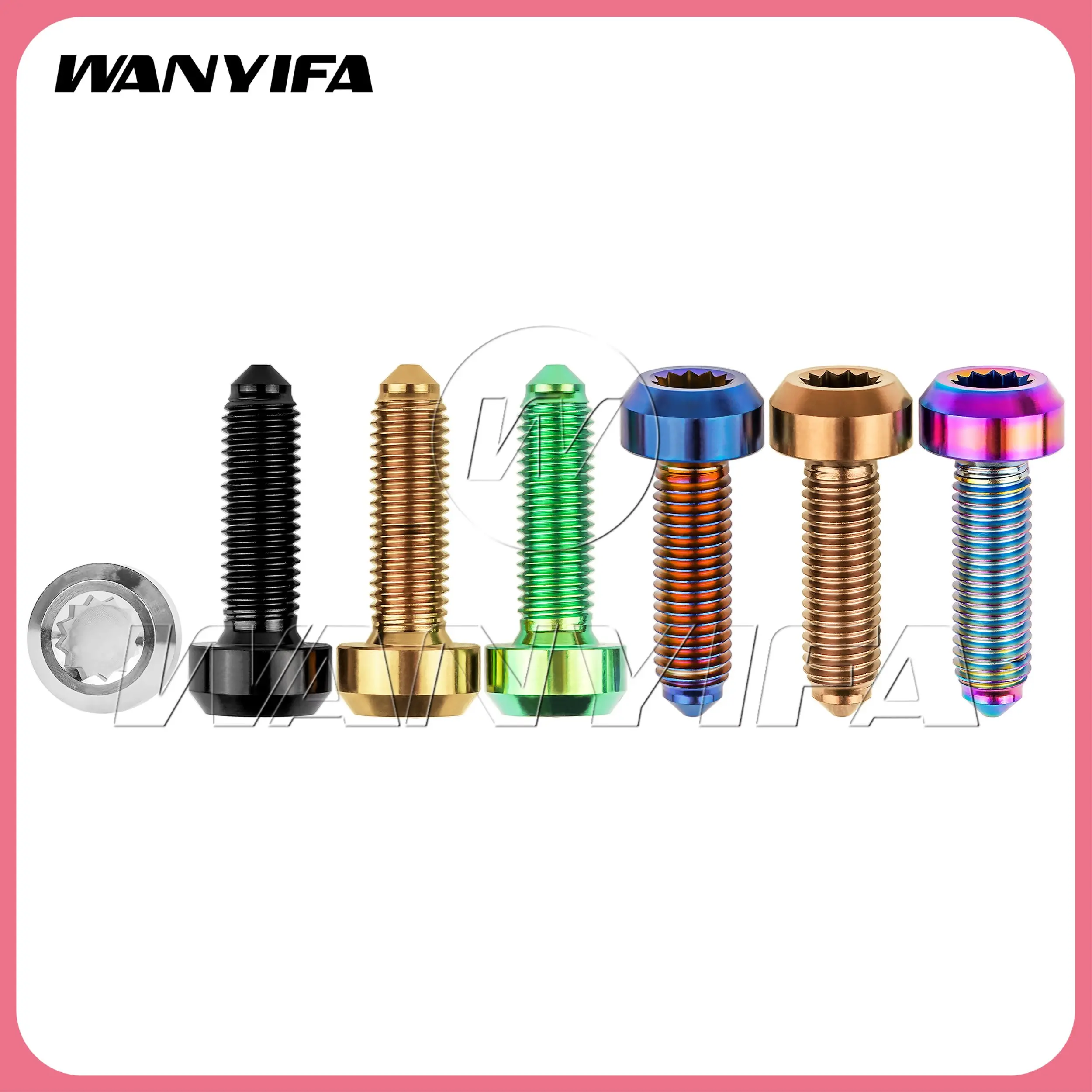 Wanyifa 2/4/6pcs Titanium Bolts M7x24.5mm Drive Forged Head 8mm Spline Socket Forged Head BBS Split Rim