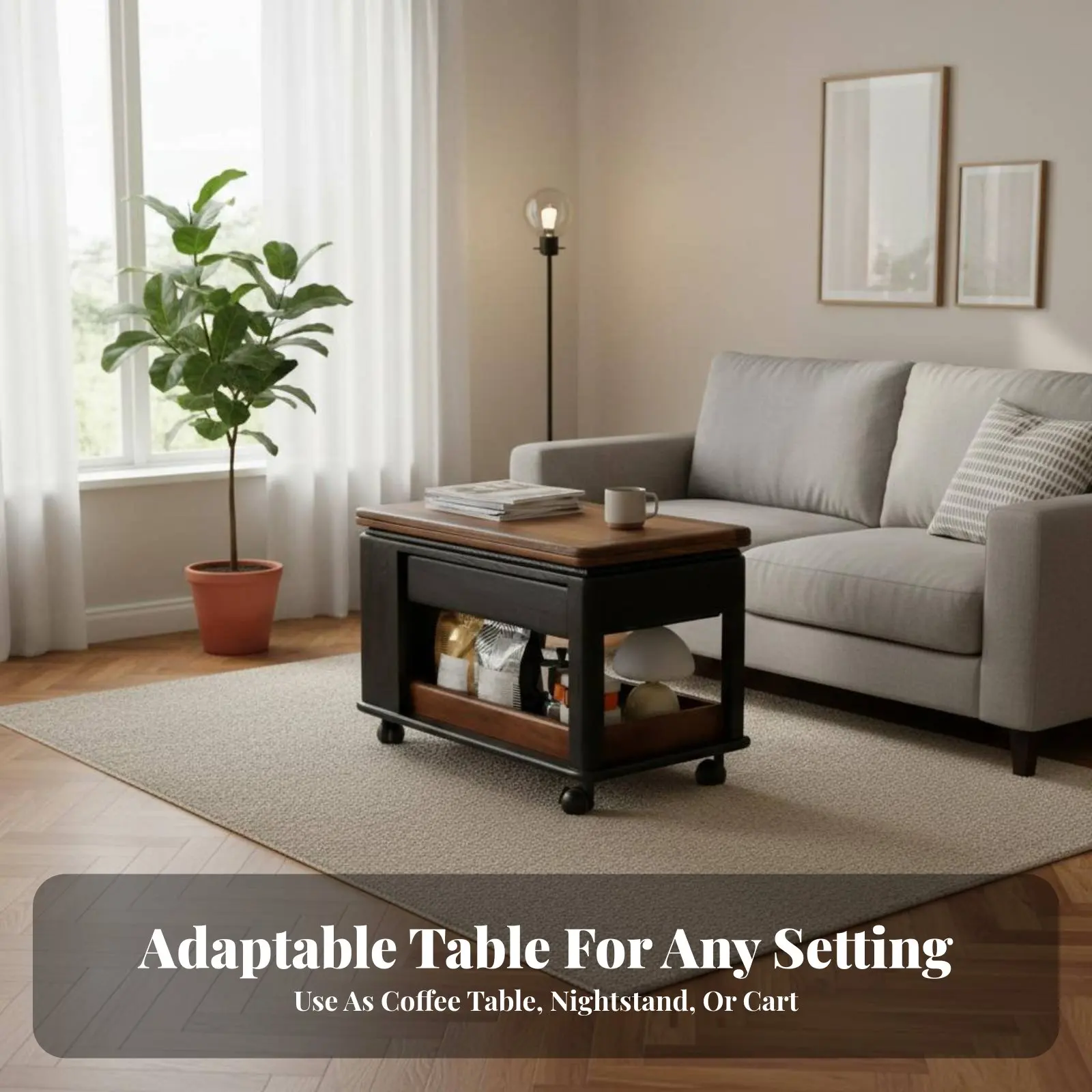 

Двухуровневая передвижная тележка для чая, экономящая место, с вращающейся верхней полкой, универсальная, подходит для жильцов квартир, студентов, кухни