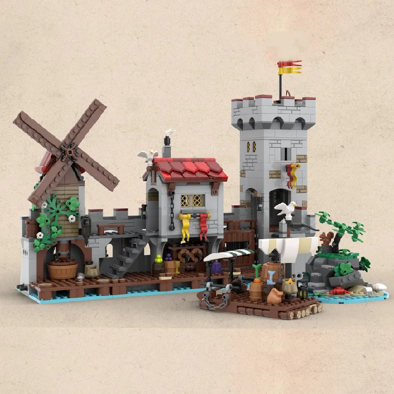 1254 個 MOC 中世の要塞モデルビルディング高級海辺市場建築ブロック DIY キッズレンガのおもちゃ忘れられないギフト