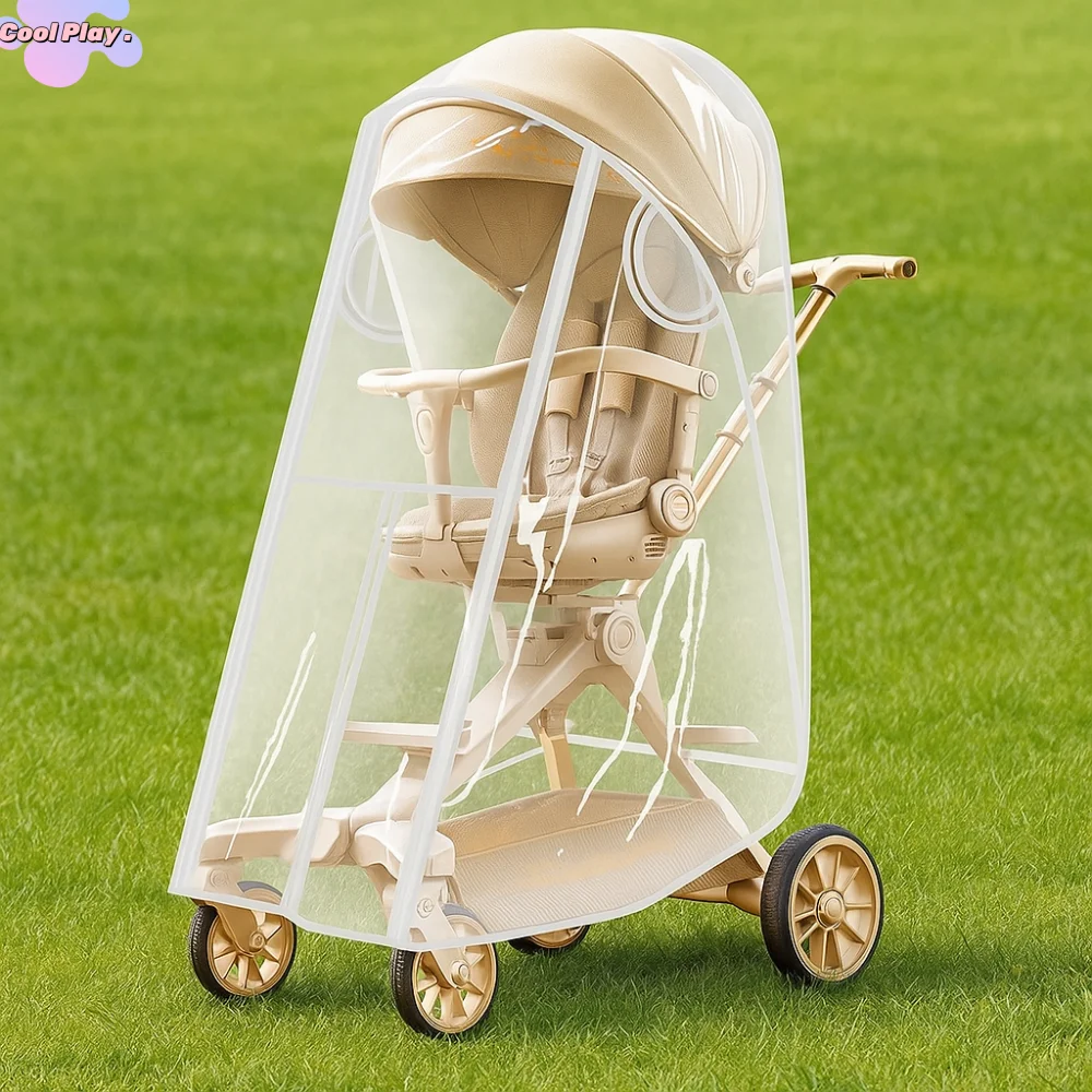 

Transparent Baby Strollers Rainproof Cover Waterproof Travel Baby Pram Rain Cover Nobstructed View Windproof Pushchair Raincoat