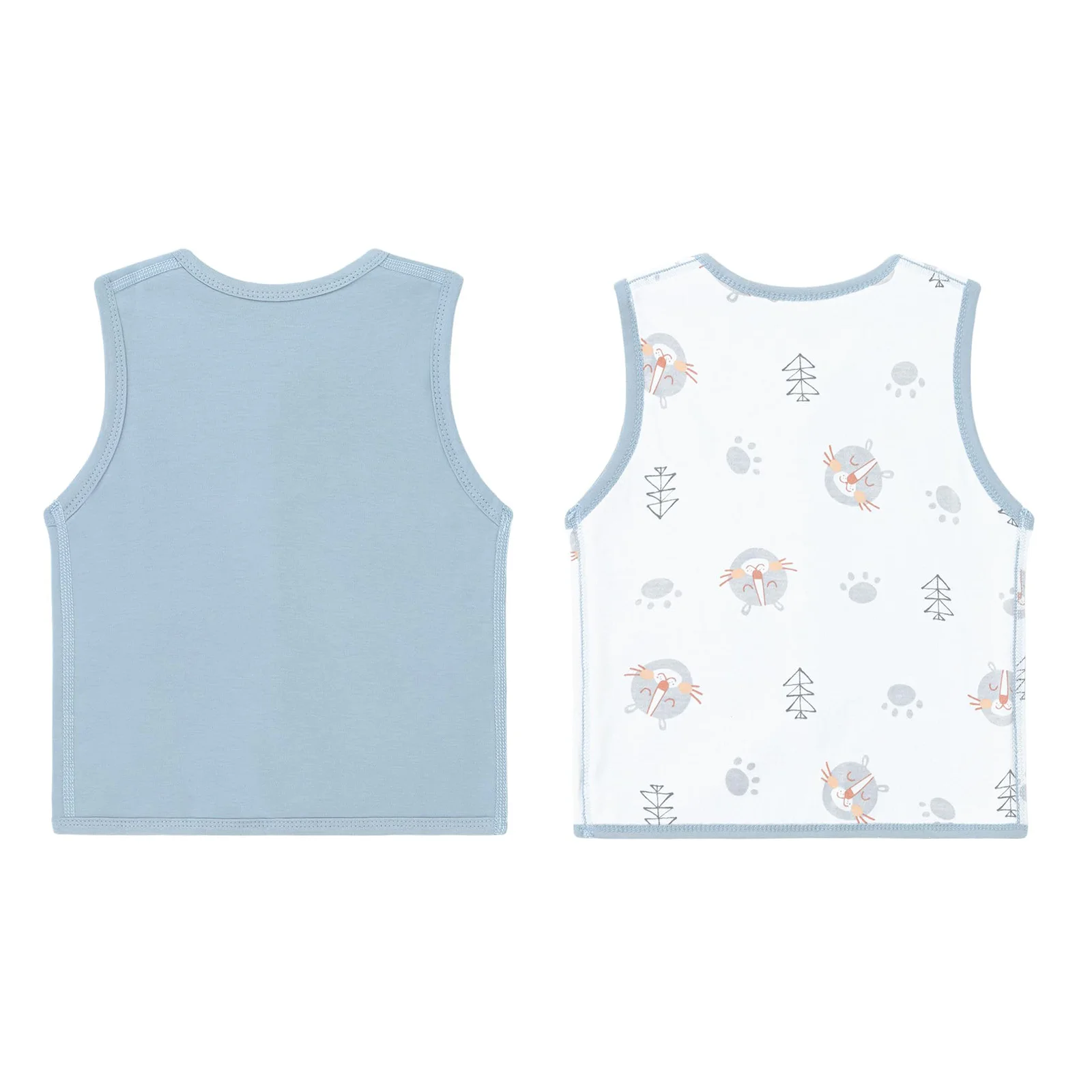 Baby Spring Autumn Cotton Double-Sided Vest Sleeveless Press Buttoned Animal Pattern Printed Waistcoat Children Daily Outerwear image 4