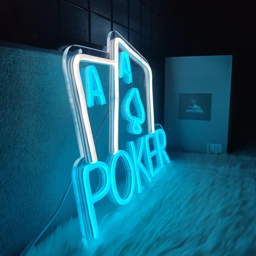 Playing Cards led Neon Signs, Wall Decorations,Usb Power Supply Lamp,Men\'S Casino Bar Hotel Rec Room Birthday Party Decoration
