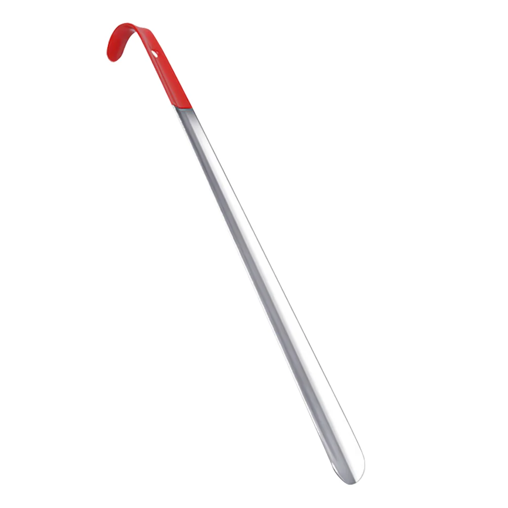 

1PC Stainless Steel Shoehorn Plastic Handle Shoe Horns Extra Long Hook Shoehorn for Old People Pregnant Women (Red)