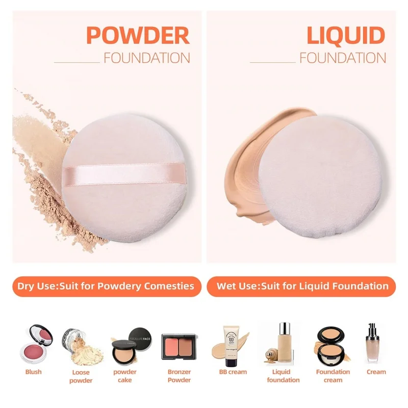 5Pcs Round Makeup Sponges Cosmetics Tools Soft Velvet Powder Puff Blender Sponges Facial  Foundation Make Up Accessories