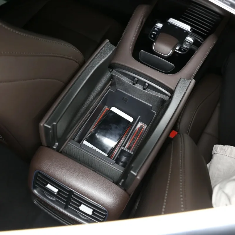 

For Mercedes GLE W167 2020-2025 ABS Black Car Door Storage Box Storage Trays Phone Storage Box Interior Car Accessories