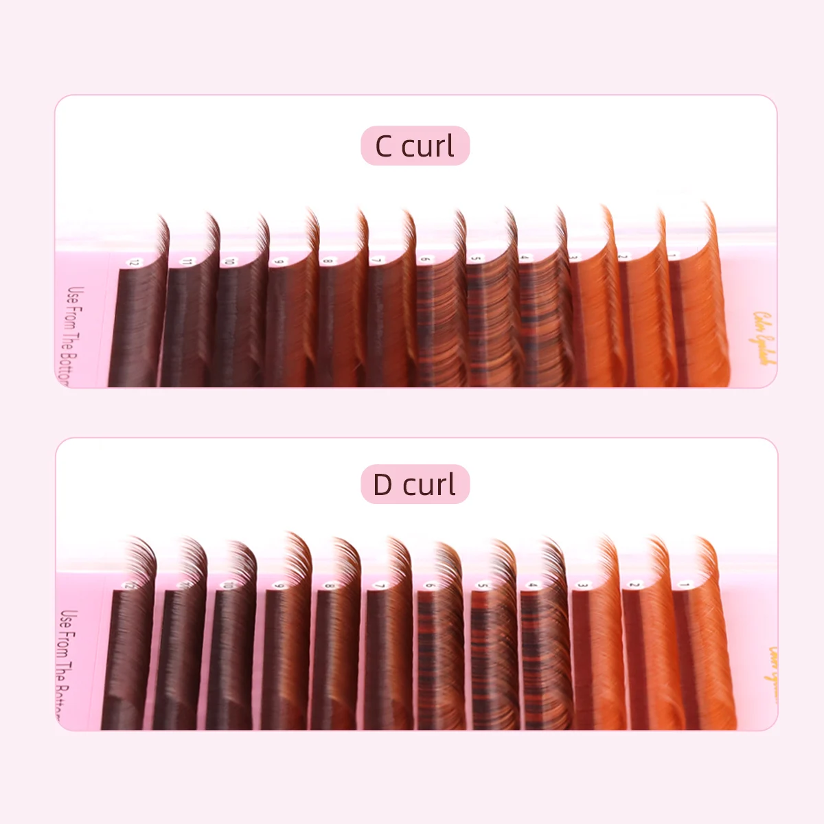 Extension de cils individuels colorés en faux vison, cils de maquillage, document ombré, rouge, violet, bleu, rose, jaune, vert, marron