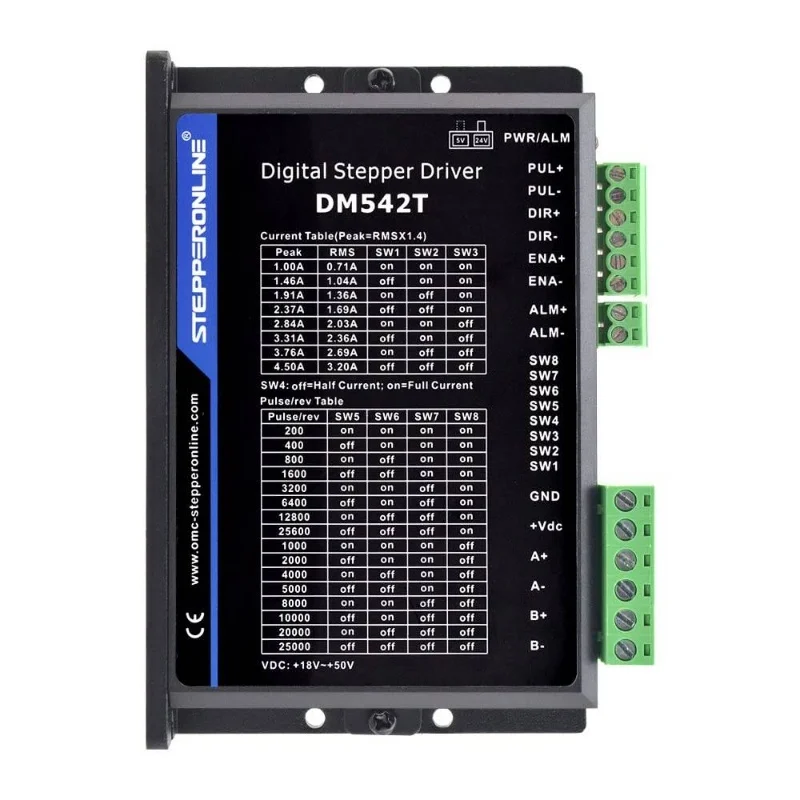 Single-axis kit, 3Nm 425oz. Nema 23 stepper motor + 1.0 - 4.2A 20 - 50VDC stepper driver DM542T + switching power supply LRS - 1