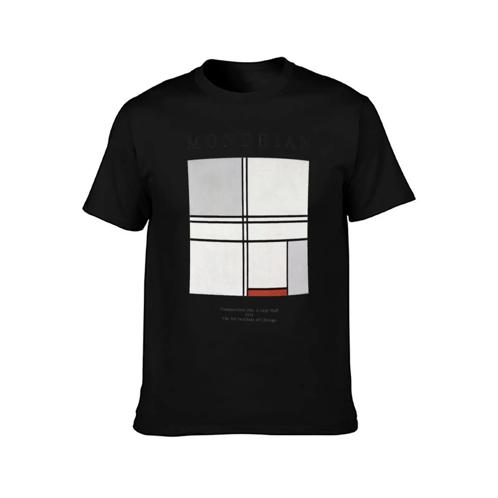 Composition (No. 1) Gray-Red - Piet Mondrian - Exhibition Poster T-Shirt Summer Casual Cotton Tee Oversized Streetwear Tops
