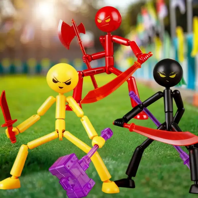 [J] 1 Set Movable Assembled Robot Home Office Desk Ornaments Multi-jointed Matchmaker Decorative Creative Stickman Festival Gift
