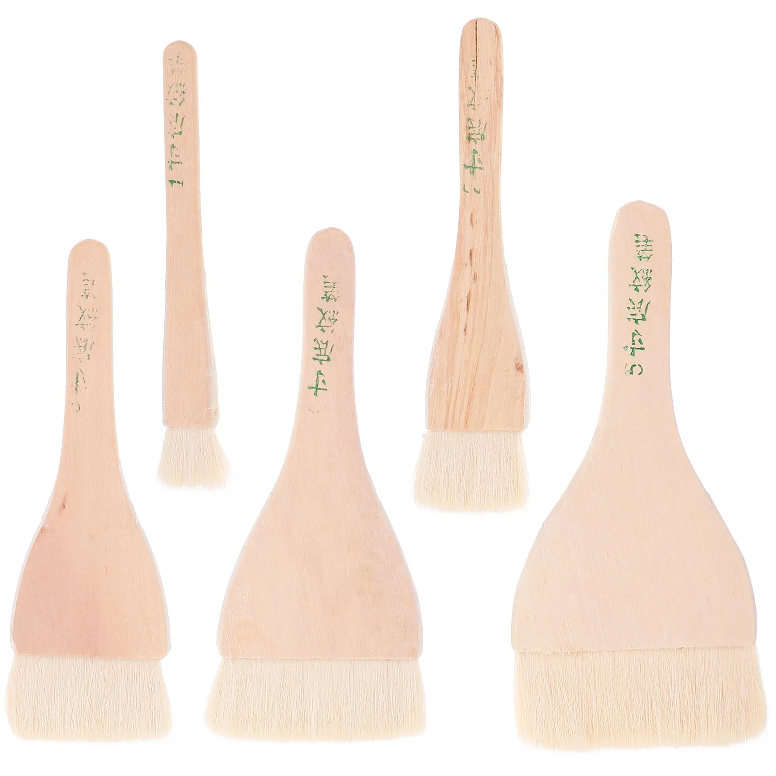 5Pcs Wood Handle Wool Paint Brush Set Multi-Functional Texture Base Pattern Painting Brush Watercolor Oil Drawing Tool for Art
