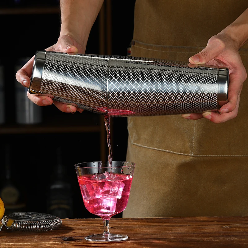 Stainless Steel Boston Shaker Bar Shaker with Different Surface Finish -2 Piece Cocktail Shaker, 15-Ounce and 25-Ounce