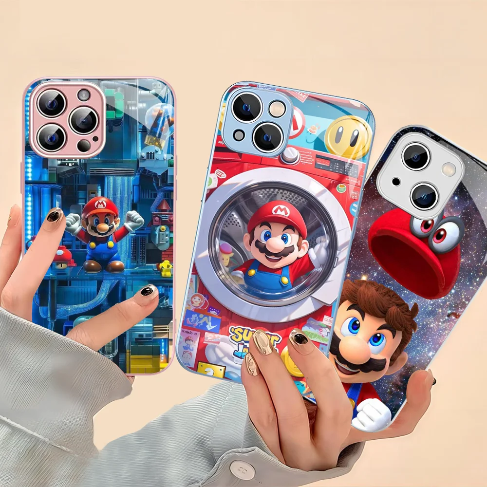 Super M-Marios Cool B-Bros Phone Case Tempered Glass For Iphone 14 13 12 11 Pro Mini XS MAX 14Plus X XS XR Cover