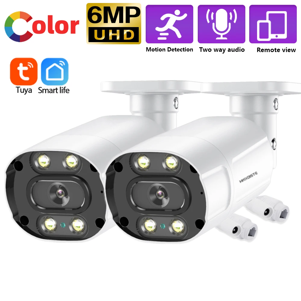 

CCTV 6MP Smart Life POE IP Security Camera Outdoor Color Night Vision Bullet Camera Video Surveillance System 5MP Tuya Smart