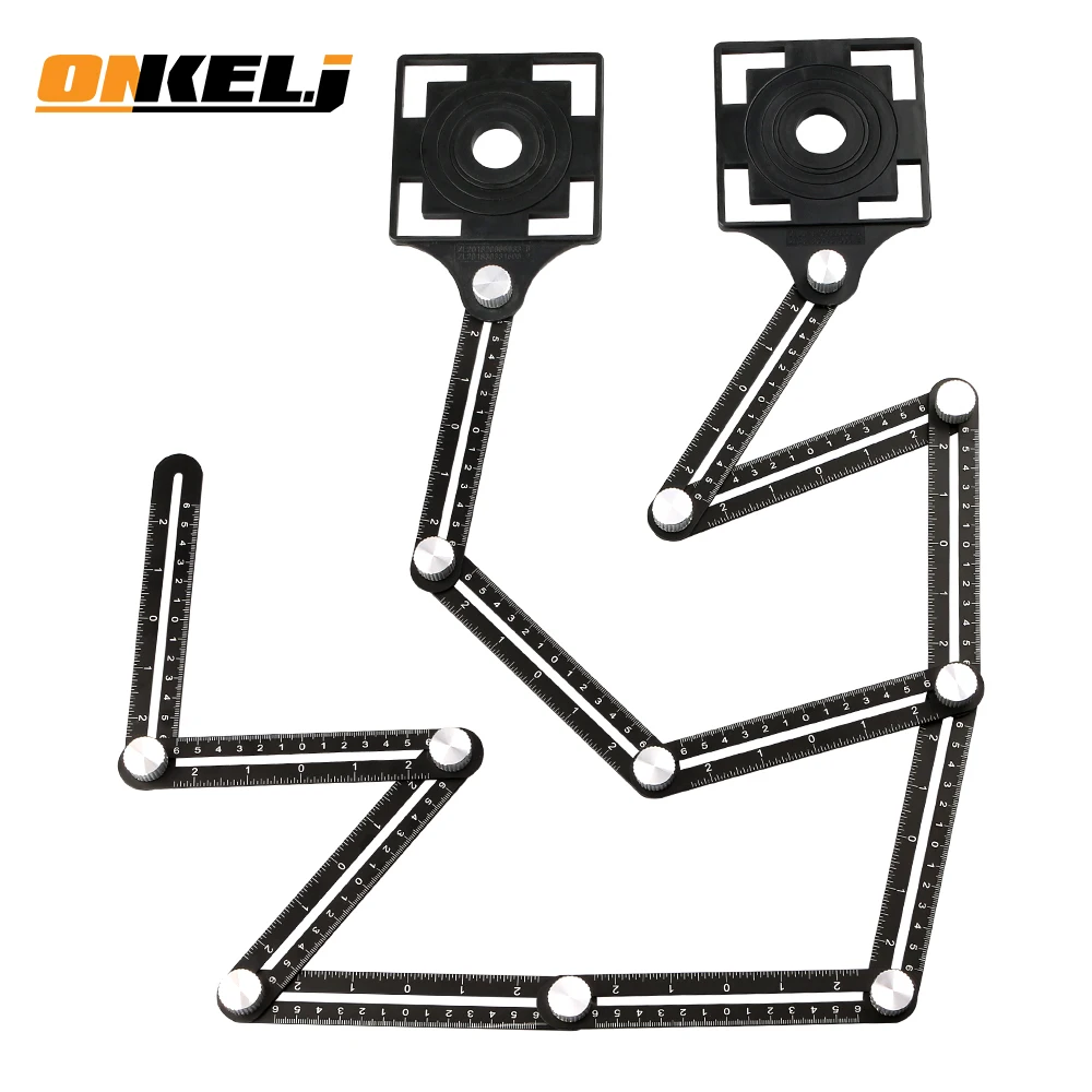 ONKEL.J 6-fold Aluminium Alloy Angle Finder Measuring Ruler Perforated Mold  template tool locator drill guide tile hole