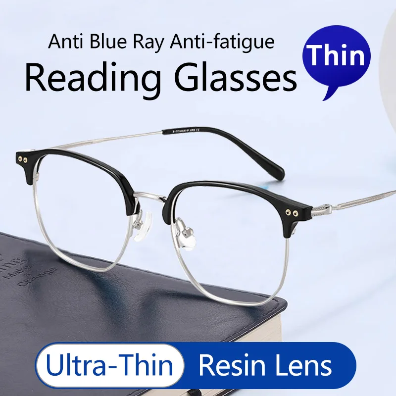 

Ultra-Thin Reading Glasses Anti Blue Light Anti Fatigue for Men Anti Eyestrain Computer Magnifying Presbyopic Eyeglasses