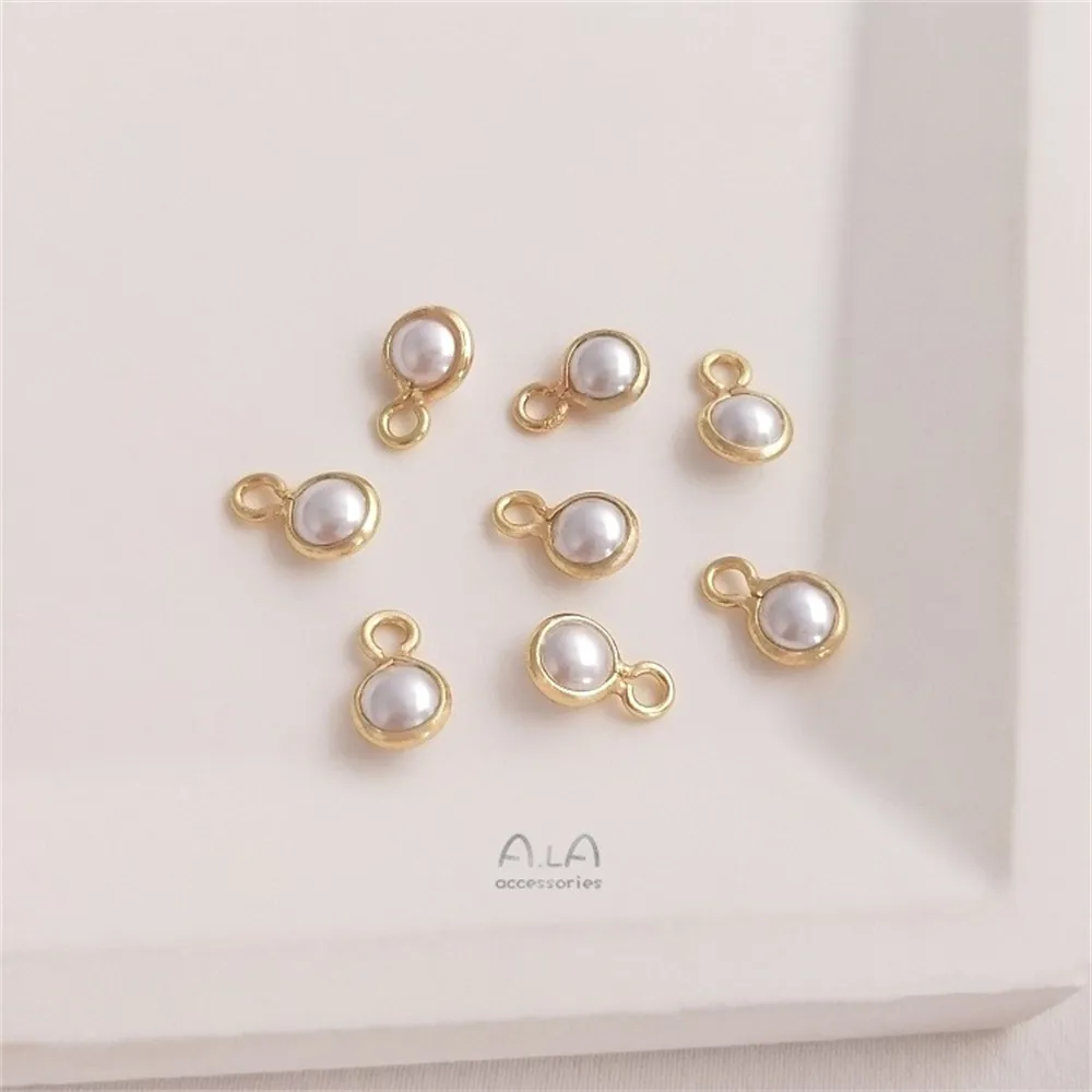 

14K Bag of Jinbeizhu Edge Pendant Diy Handmade Accessories Imitation Pearl Double Hanging Connector Jewelry Accessories K150