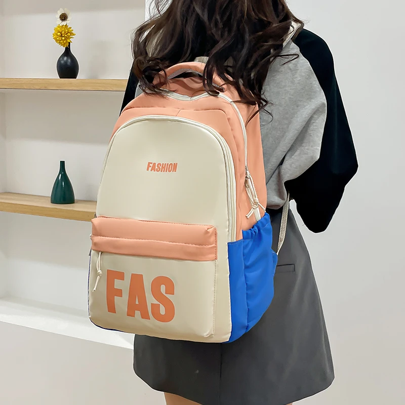 Fashion Trend Letters Spelling Color Large Capacity Student Storage Bags Simple Versatile Ladies Leisure Outdoor Travel Backpack