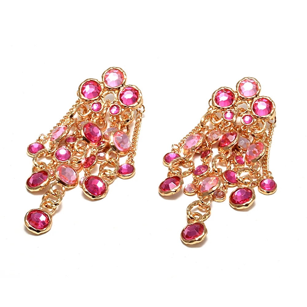 

Long Chains Earring Colorful Rhinestone Drop Earrings Elegant Women's Accessories Wholesale Bohemian Earrings Jewelry