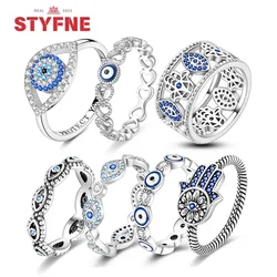 925 Sterling Silver Blue Evil Eyes Ring Original Design Zircon Finger Lucky Sign Rings for Women High Quality Fine Jewelry Gift