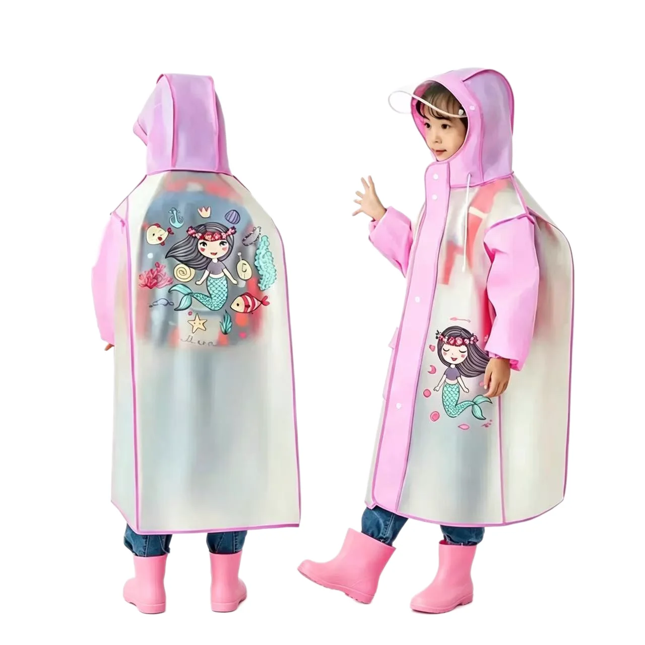 Children’s raincoats with backpack pockets, student raincoats, cartoon-themed full-body raincoats for elementary school students
