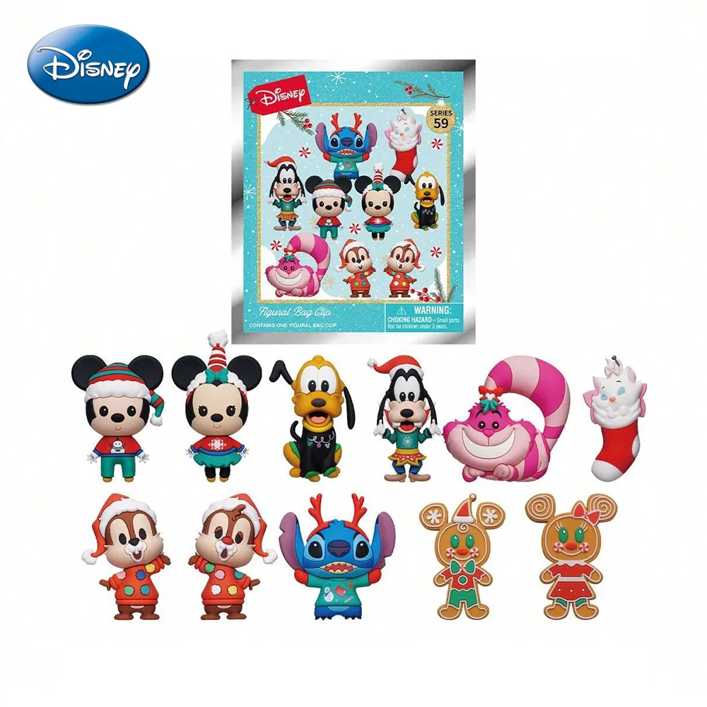 Disney-bolsa ciega de PVC con licencia oficial, llavero con caja, Mickey Minnie, Goofy Stitch, regalo coleccionable, bolsa ciega de Disney, 1 ud.