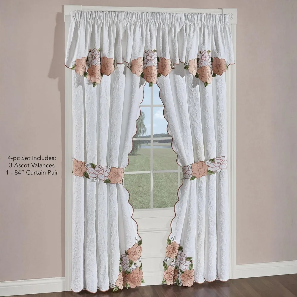 Pannelli per tende da finestra da cucina, 84 pollici, bianco e nero, set da 24, trattamento per la collezione Home Sweet