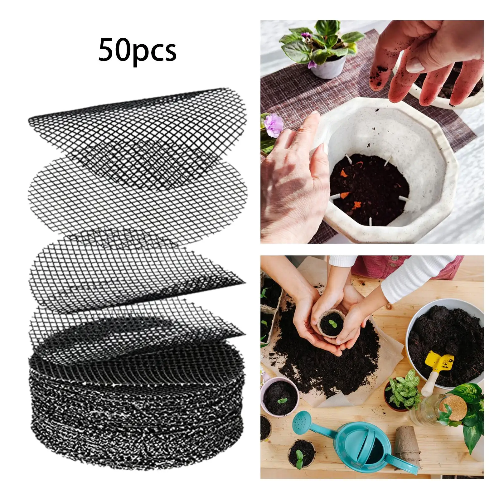 Pot Mesh Drainage Screens Round Polyester Gasket Block Soil Leaking for Plant Pot Large Flower Pots Outdoor Use