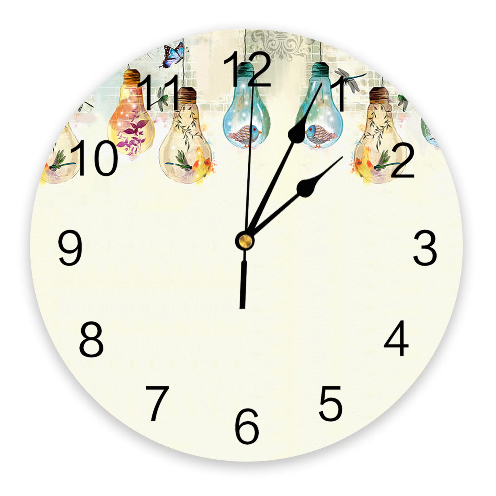 Bulbs Butterflies Flowers Birds Bedroom Wall Clock Large Modern Kitchen Dinning Round Wall Clocks Living Room Watch Home Decor