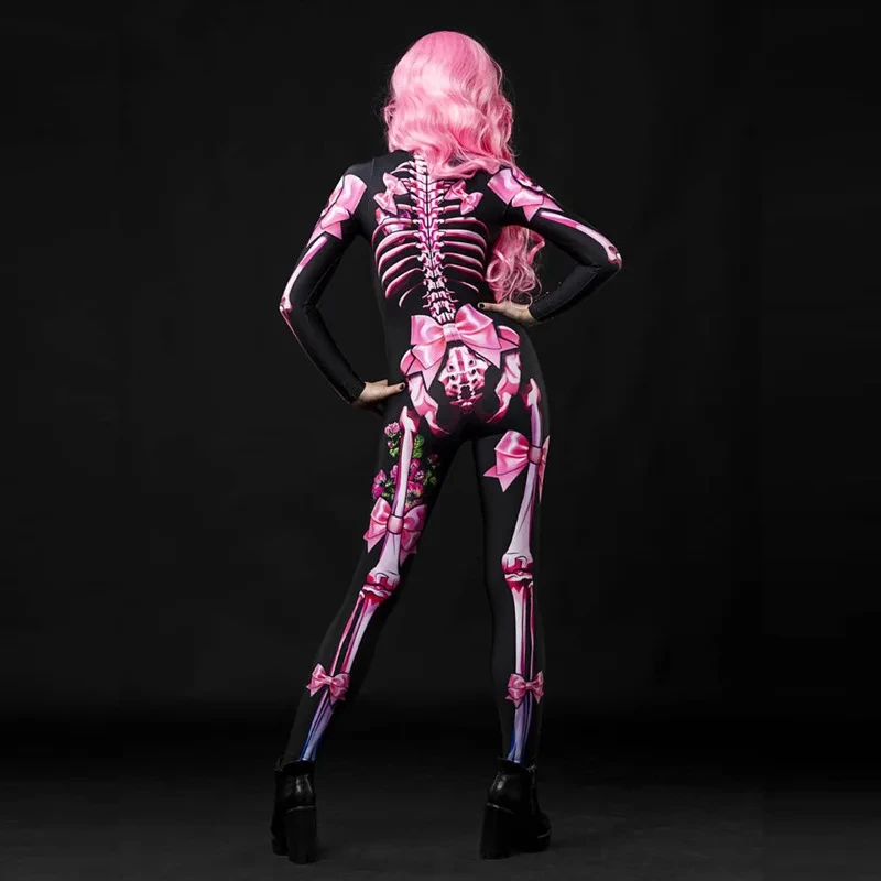 Adult Sexy Women Scary Ghost Costume Rose Skeleton Halloween Sexy Devil  Jumpsuit Kids Baby Girl Carnival Party Day of The Dead