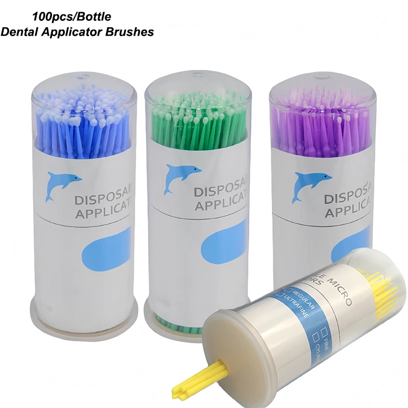 100Pcs Dental Disposable Micro Applicators Brushes Bendable Plastic Stick Applicator Brushes Dentistry Materials Extension Tool