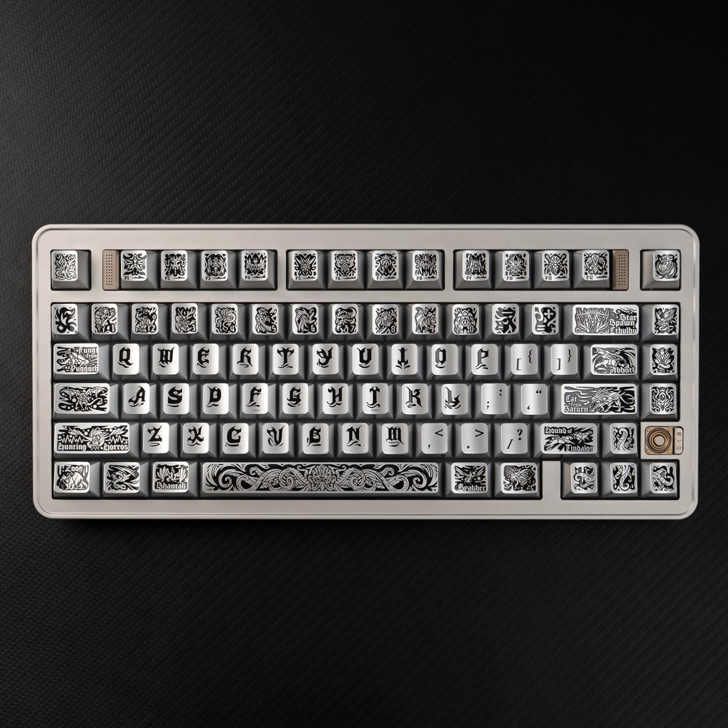Cthulhu PBT Keycaps Set Custom Black Silver Metallic Silver Finish Cherry Profile Keycap For MX Mechanical Keyboard