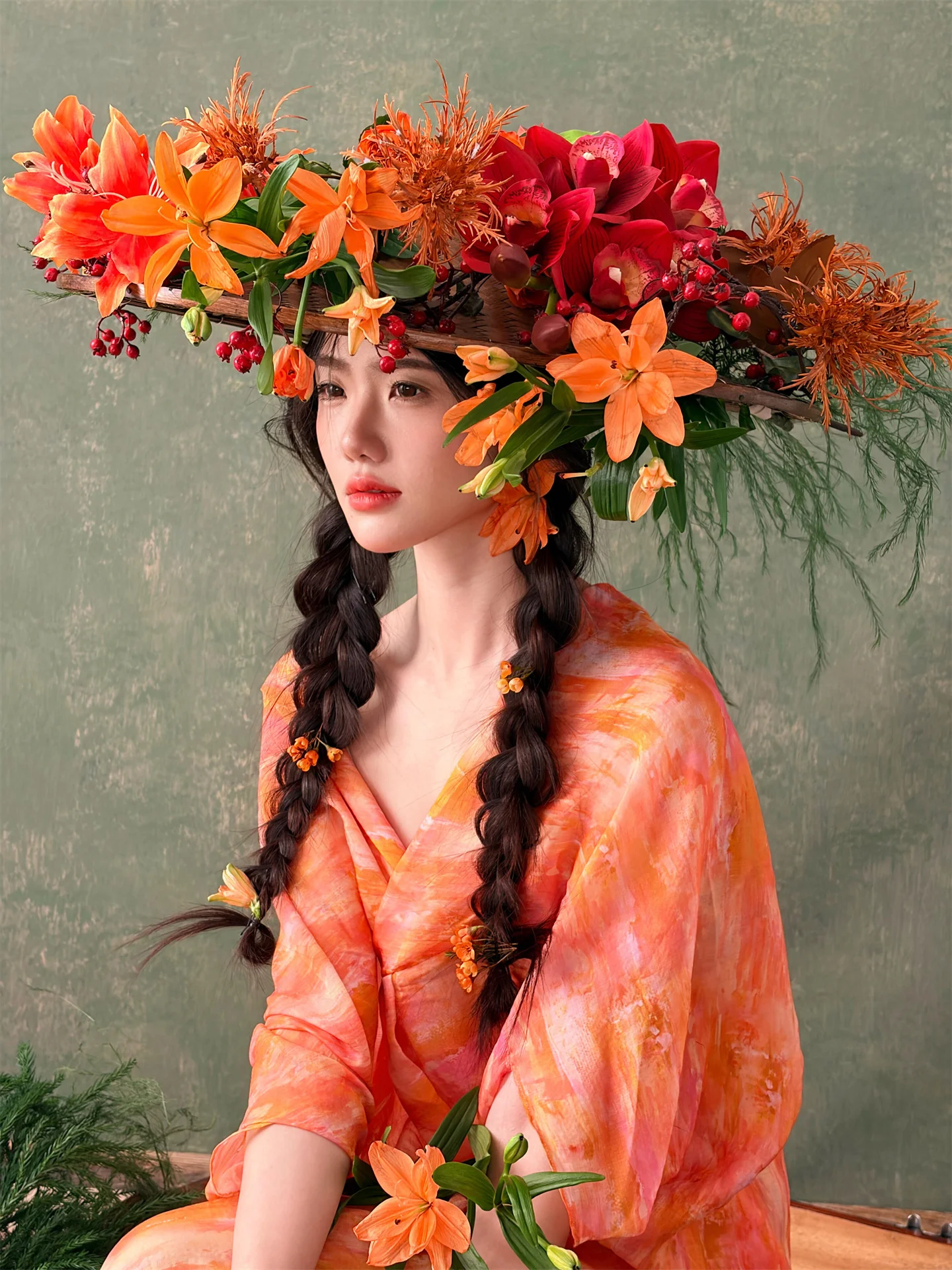 

New Vintage Chinese National Sle Portrait Photoaphy Dr Epiphany Studio Early Spring Theme New Faion Ladies' Dr