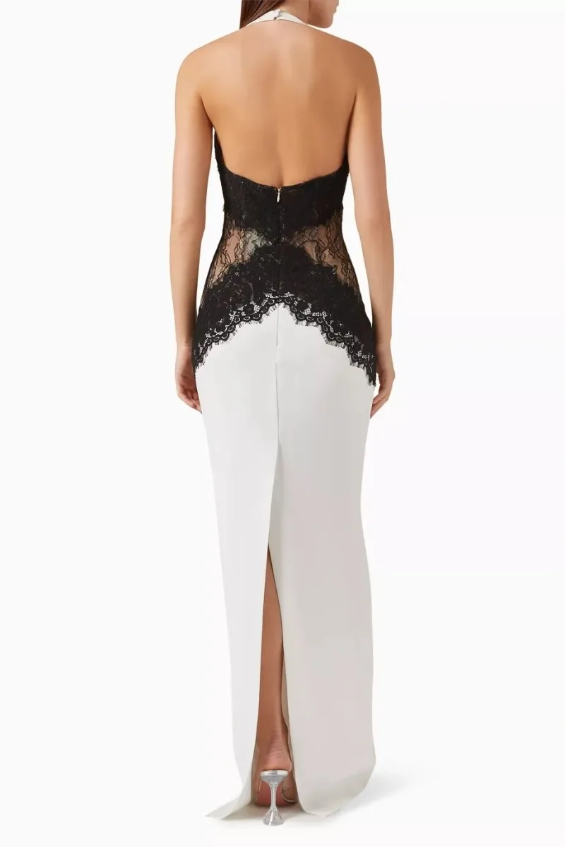 Elegante Kant Gesplitste Avondjurken Vrouwen Sexy Backless cocktailjurk Lady Party Club Jurken Mode Vrouwen Kleding Gewaden