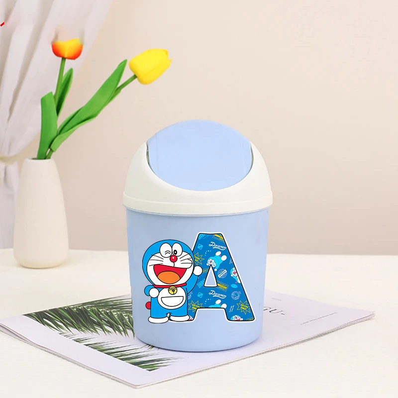 

Doraemon Girl Boy Mini Desktop Bin Anime Letters Print Small Trash Can Bedroom Trash Can Garbage Cans Clean Home Desk Home Gift