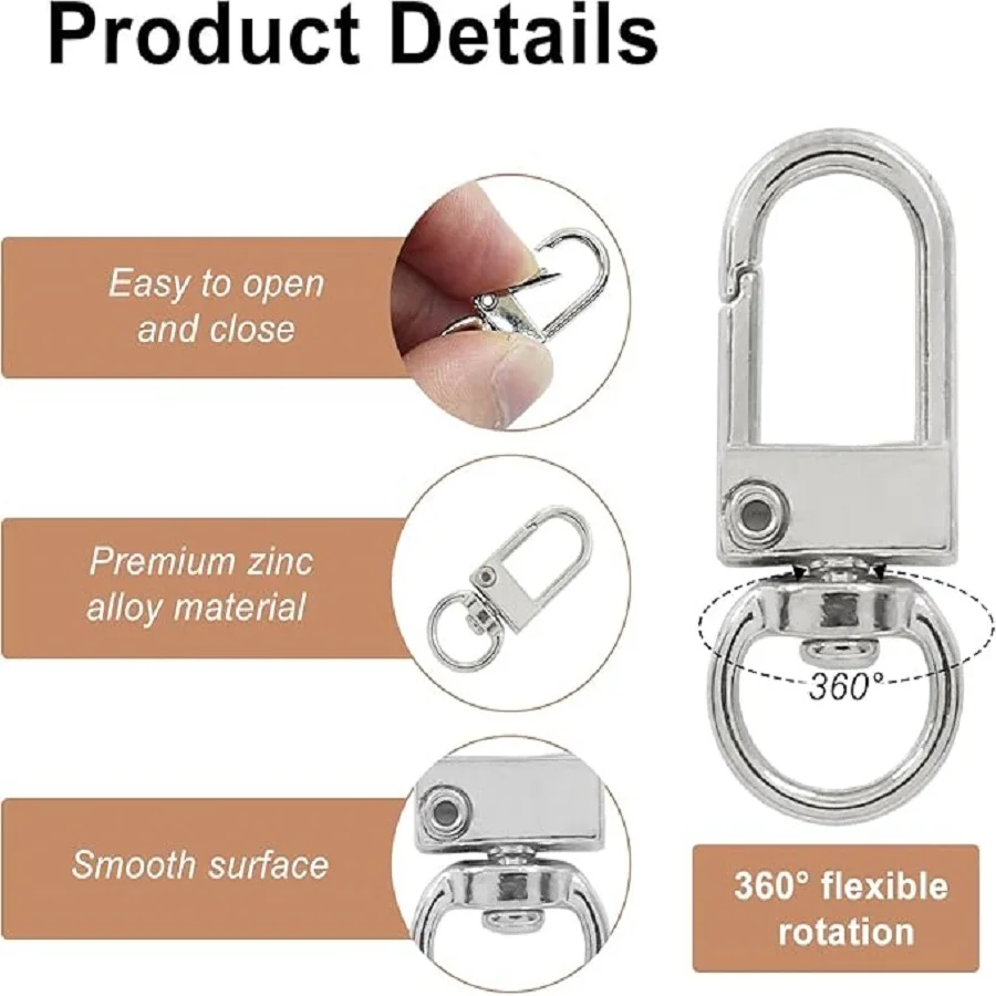 10/20/30/50/80Pcs Metal Lobster Claw Clasps Swivel Lanyards Snap Hooks Keychain Clip for Jewelry Purse DIY Bags Crafts Gift image 3