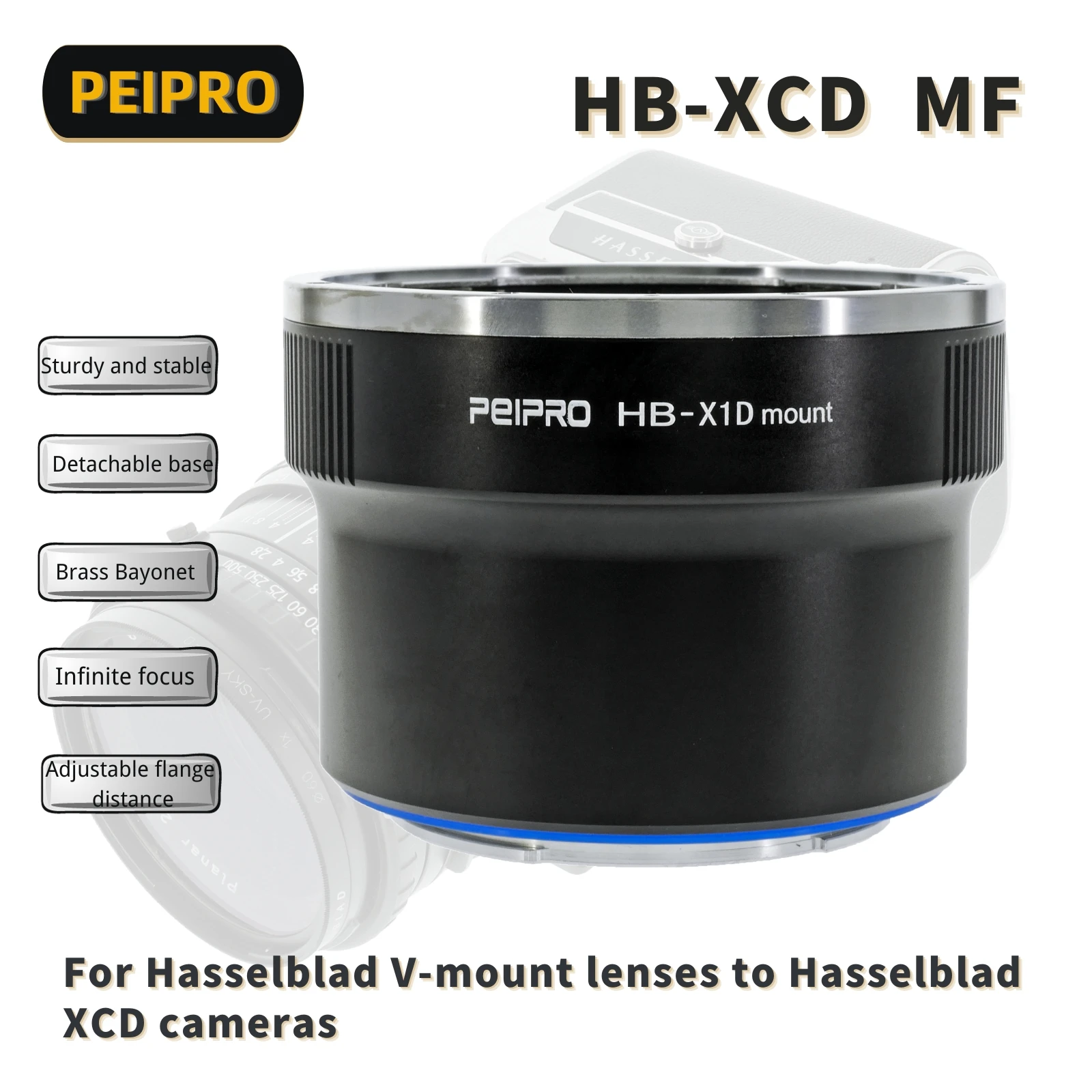 

PEIPRO HB-XCD Lens Adapter Converter for HASSELBLAD V Lens to HASSELBLAD X2D/X1D/X1DⅡ/907 mount Cameras