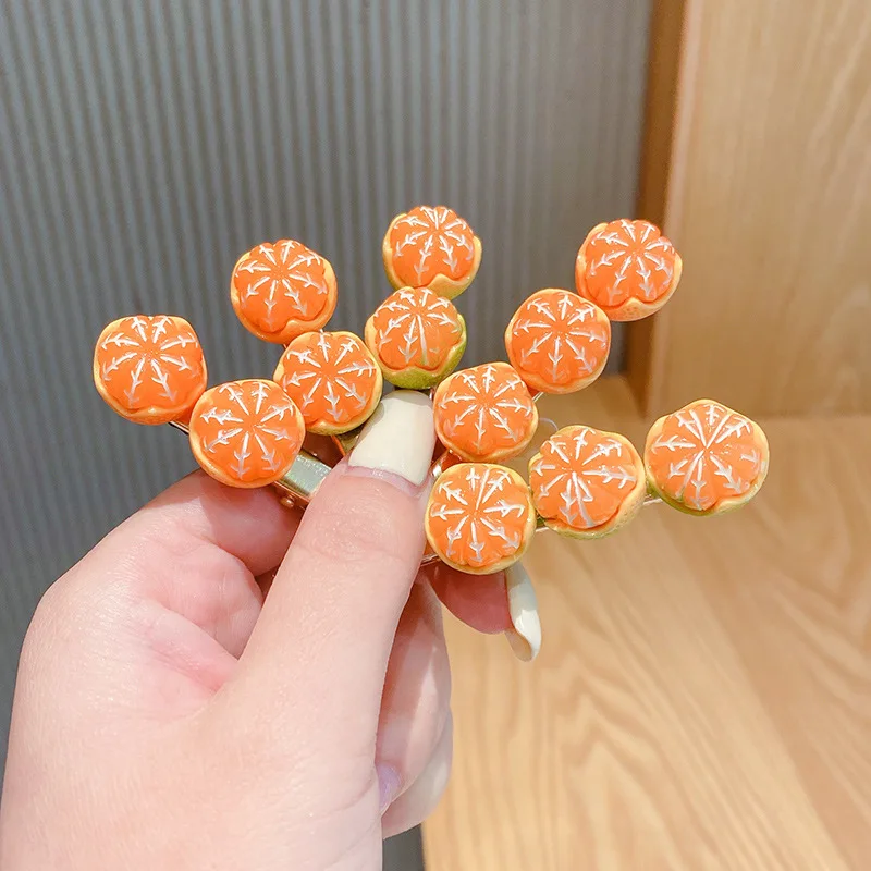 Orange Hair Clips Cute Hairpins Girls Kids Funny Barrette Fruit Cartoon Creativity Hairpin Headband Summer Hair Accessories