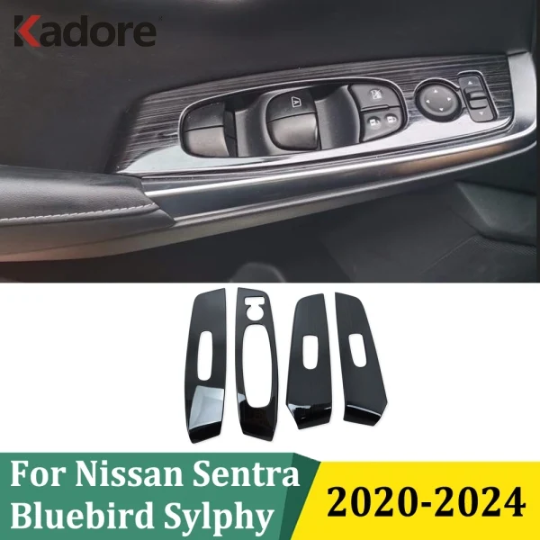 

Для Nissan Sentra Bluebird Sylphy 2020-2024 кнопка переключателя подъема окна крышка дверной подлокотник рамка планки интерьерные автомобильные аксессуары