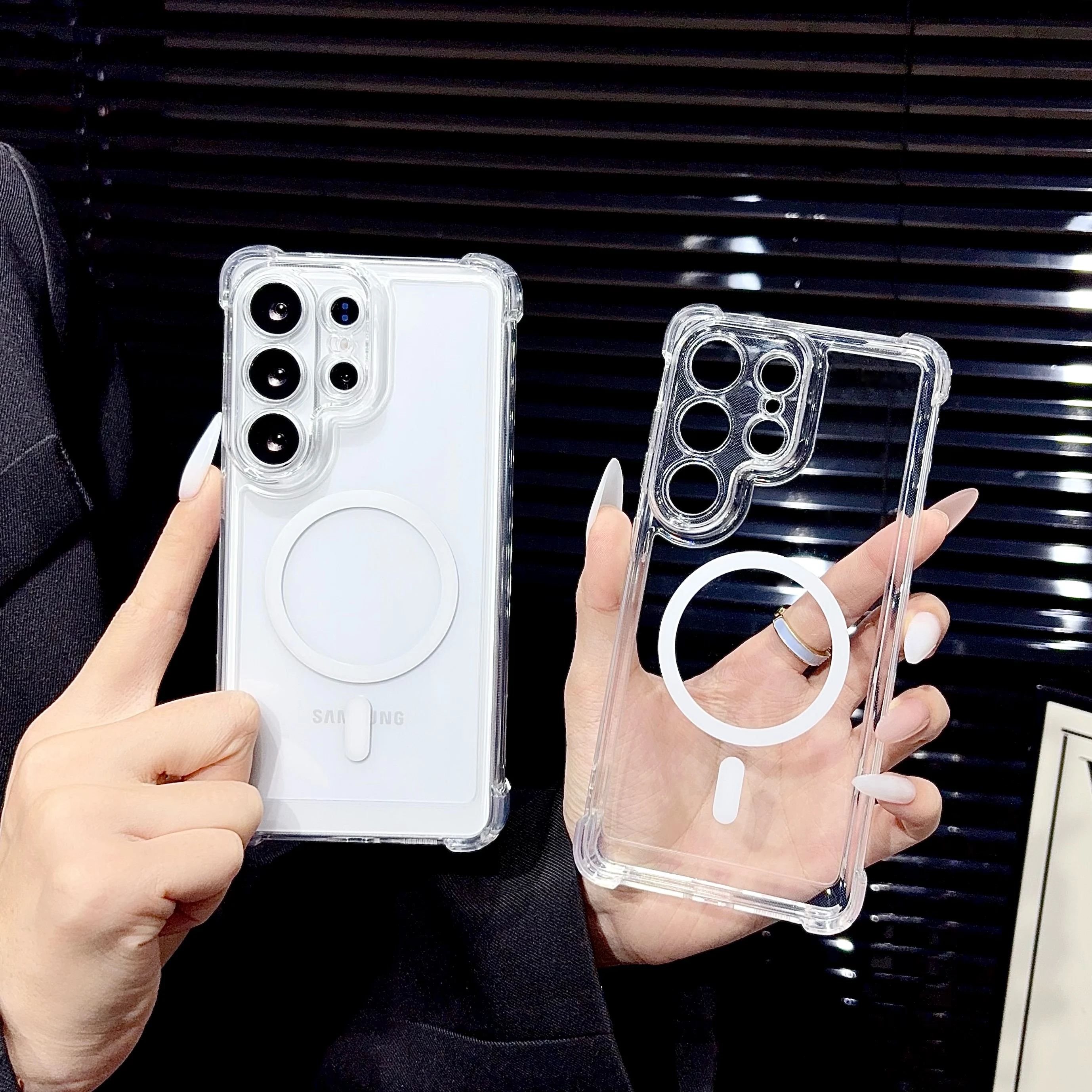 For Samsung Galaxy S26 S25 Edge S24 S22 S21 S20 Note Ultra Plus FE Phone Case With Four Corner Anti Drop Magnetic Charging Cover