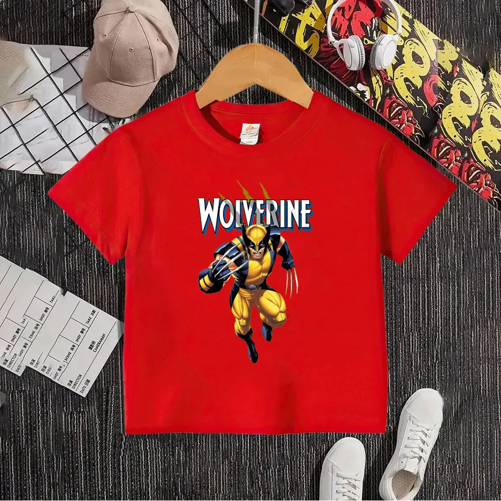 Camiseta de Verano 2026 para Niños, Diseño de Wolverine de la Película de Dibujos Animados, Estilo Deportivo, Algodón