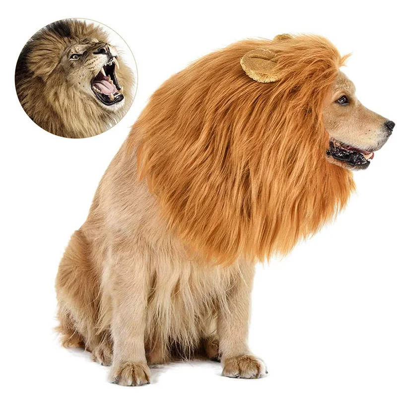 

Halloween Dog Lion Mane Funny Dogee Cosplay Lion Hair Headgear Costume Lion Mane Wig For Dogs