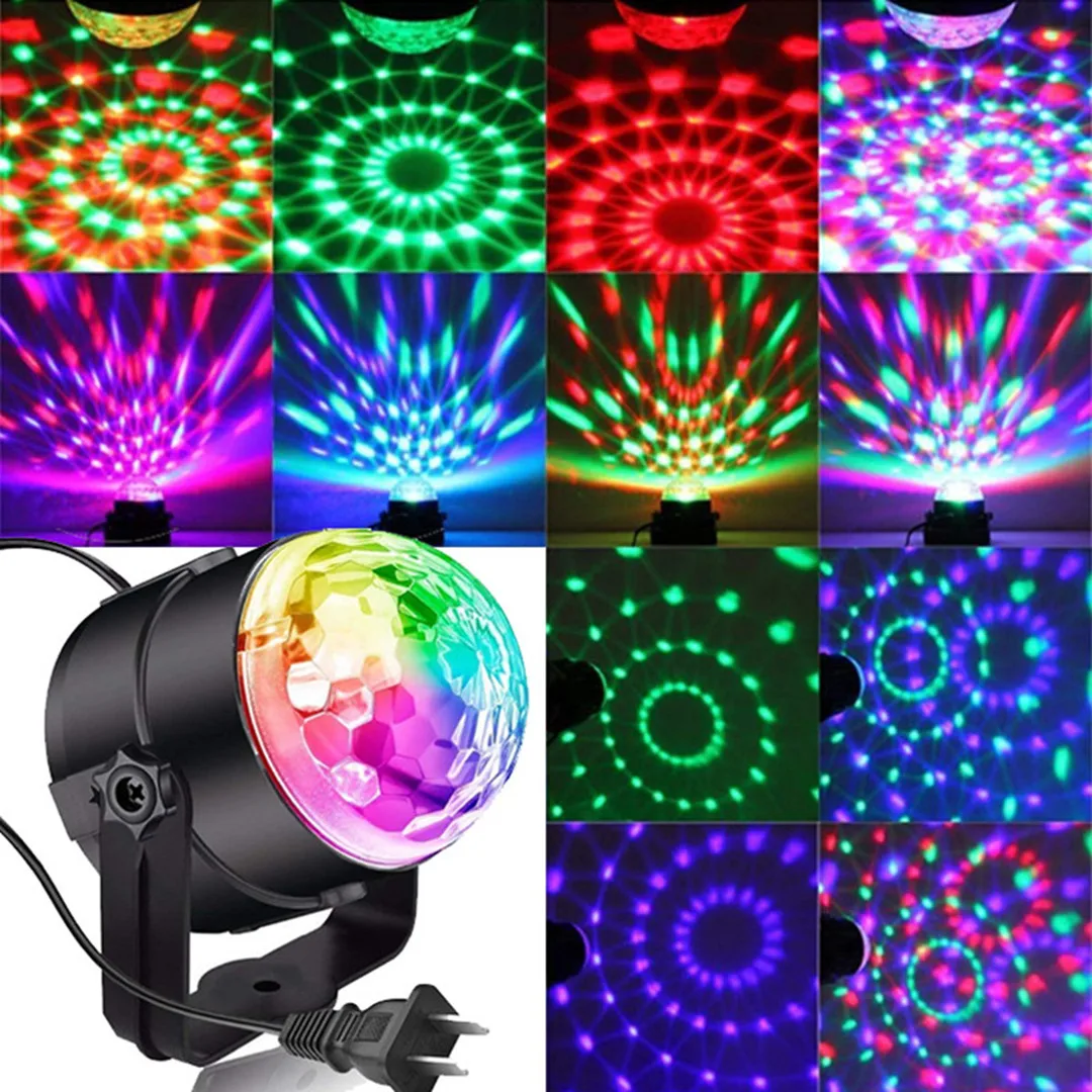 LED Stage Lights RGB Sound Activated Rotating Disco DJ Party Magic Ball Strobe Mini Laser Projector Lamp Home KTV Christmas Show