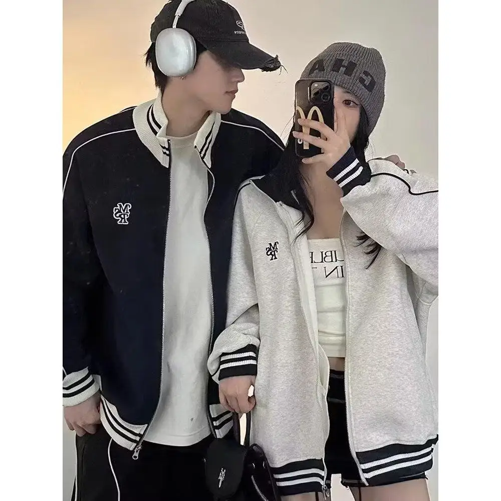 

Loose Men's Jaet 2024 Spring Autumn Sli Harajuku Hong Kong Sle Faionable Outerwear Stand Fit Long Sve Zipper ...