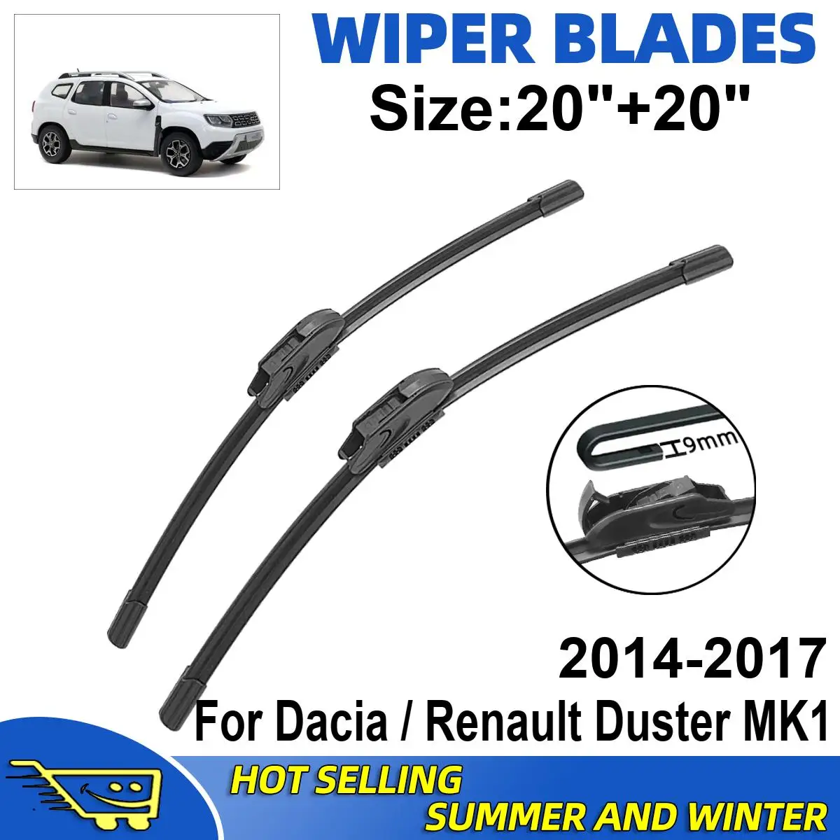 

Набор дворников для Dacia / Renault Duster MK1 2014-2017, 2 шт.