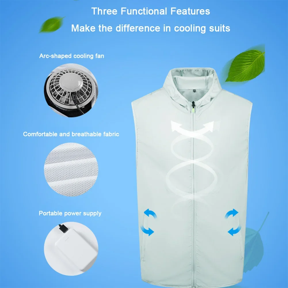 New Cool Vest Wearable Cooling Fan Vest Air-conditioned Clothes Hiking Cooling Summer Cooling Work Clothes for Men Women